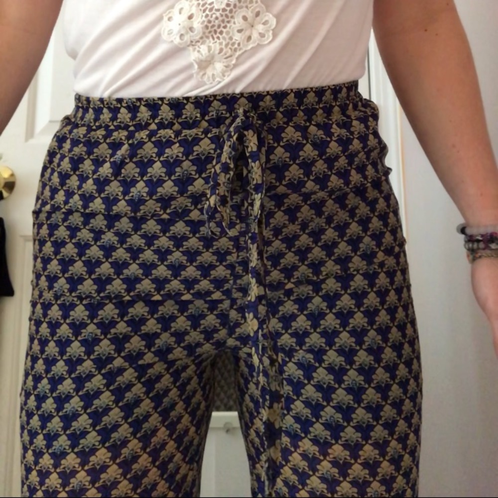 Bell bottom, flowy pants.